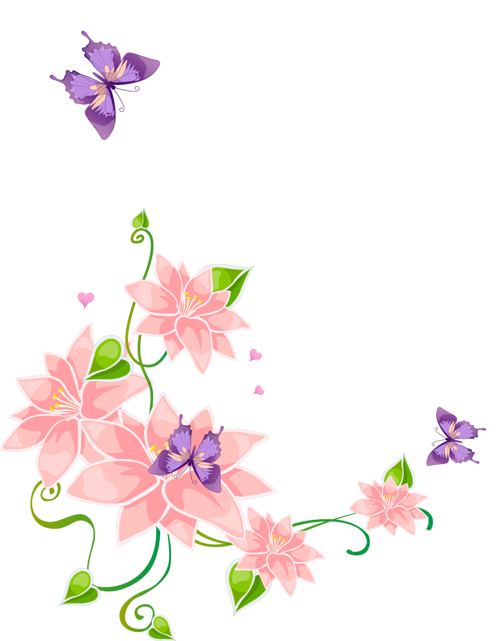 Цветочные уголки на прозрачном фоне