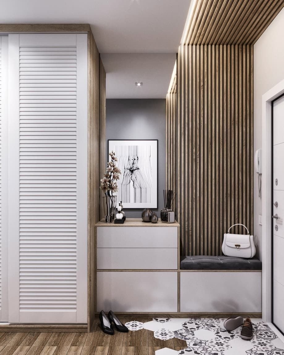 Вертикальные деревянные рейки в интерьере