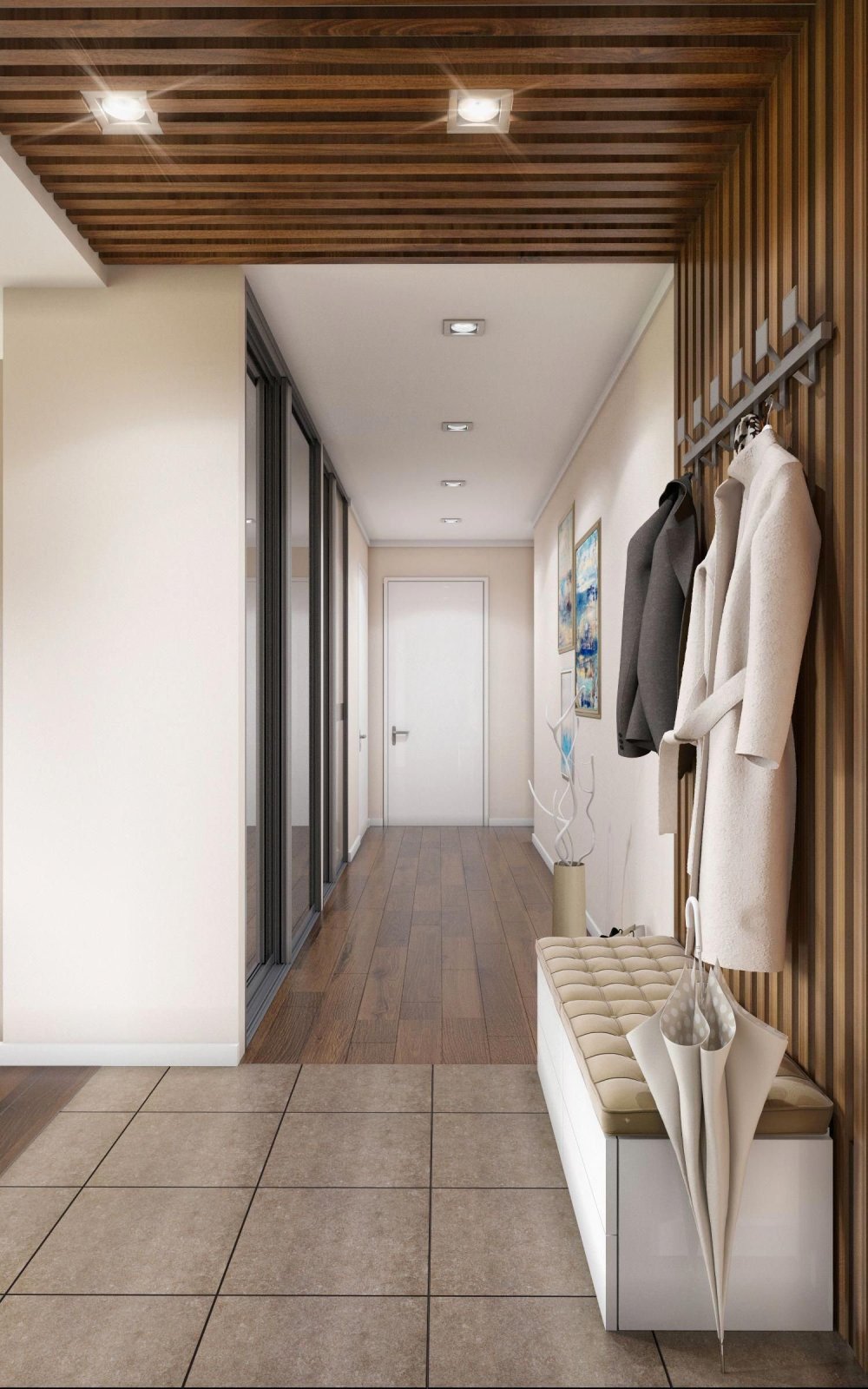 Прихожая с рейками