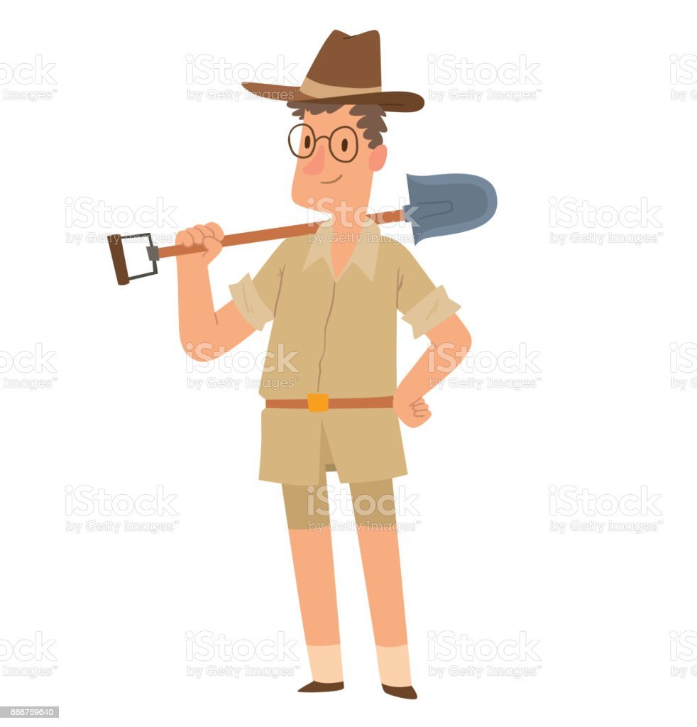 Мальчик копает лопатой