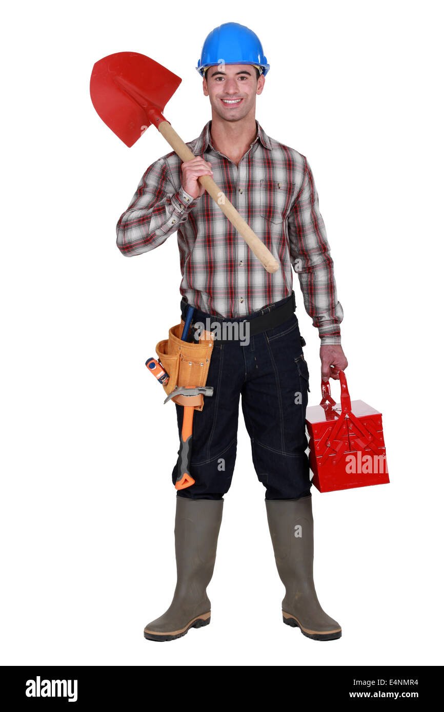 Садовник с лопатой вектор