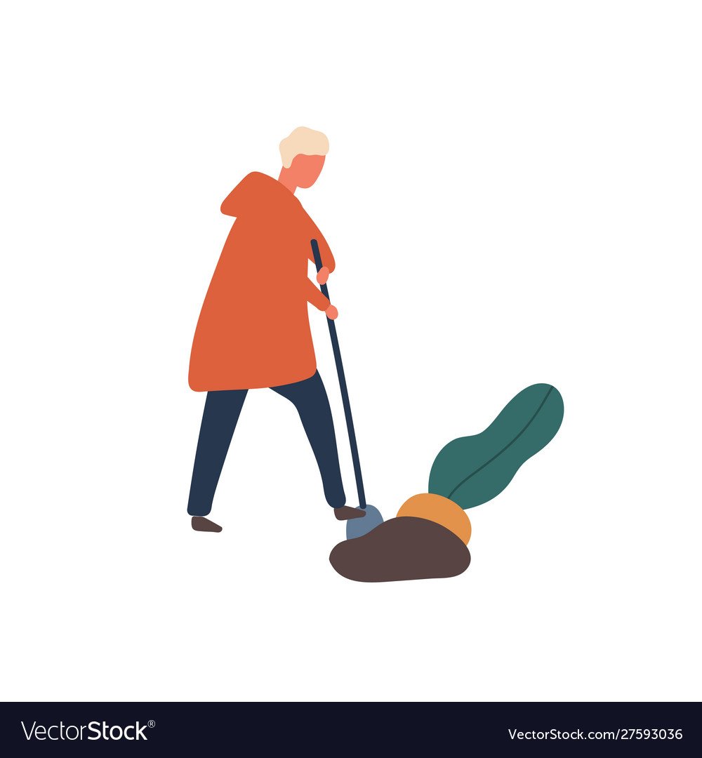 Рабочий с лопатой