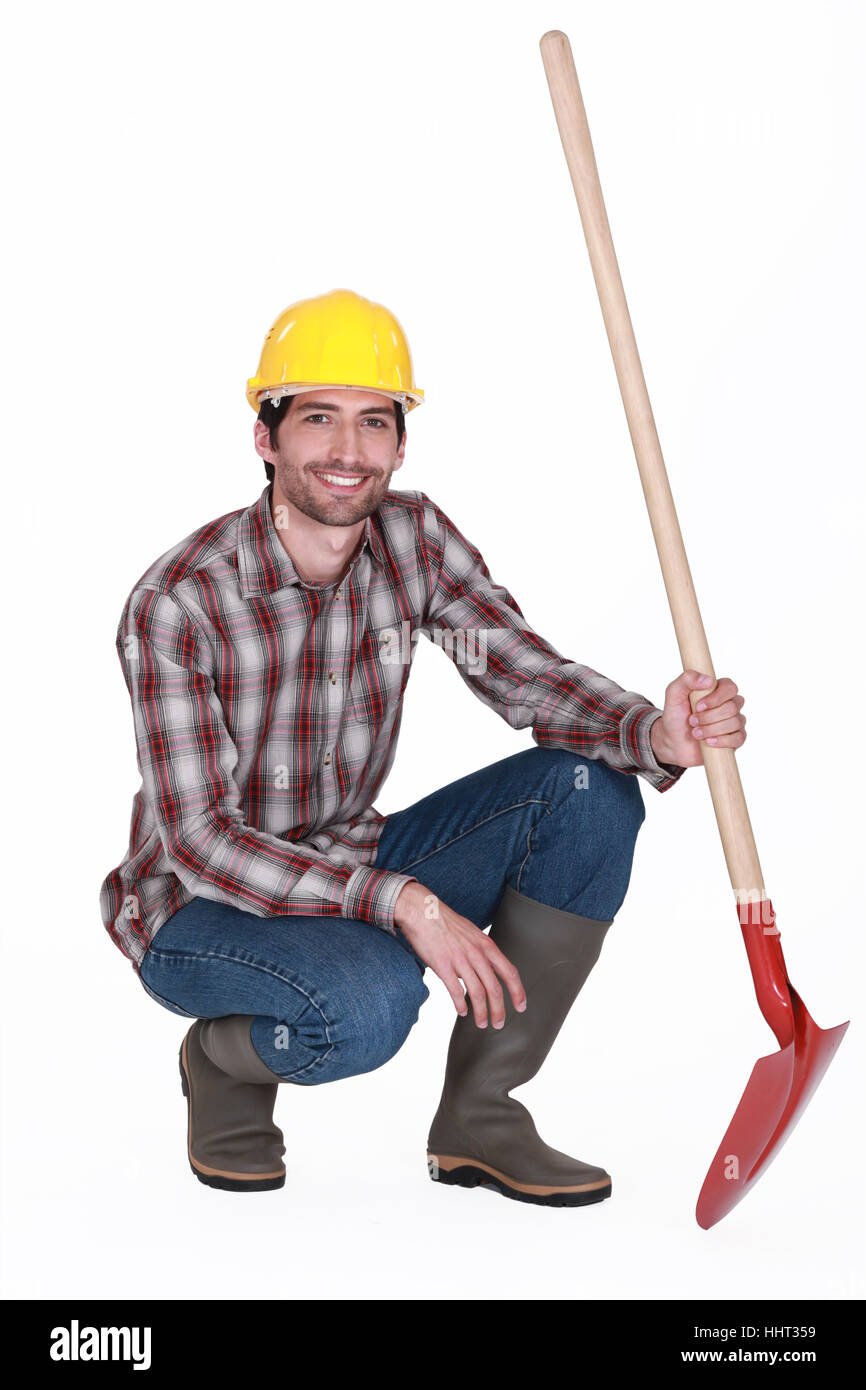 Человек с лопатой вектор