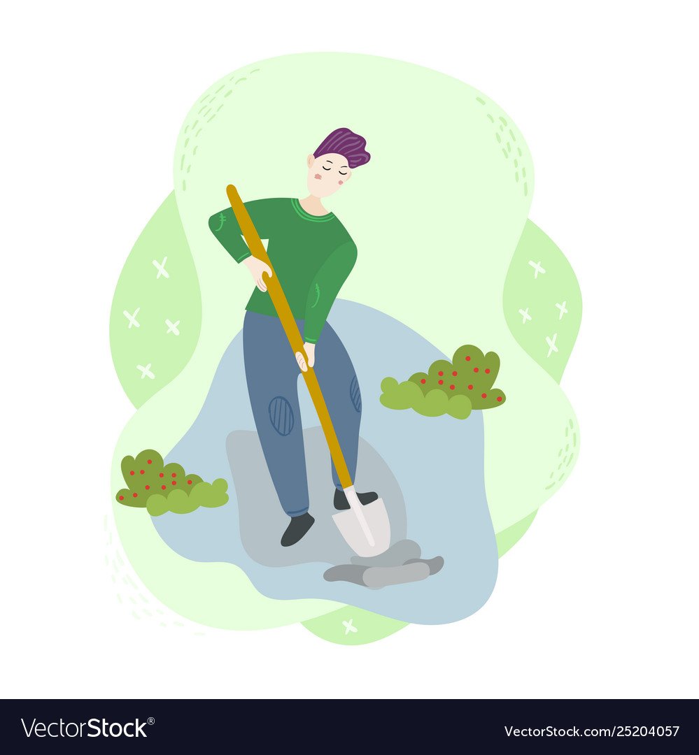 Садовник с лопатой