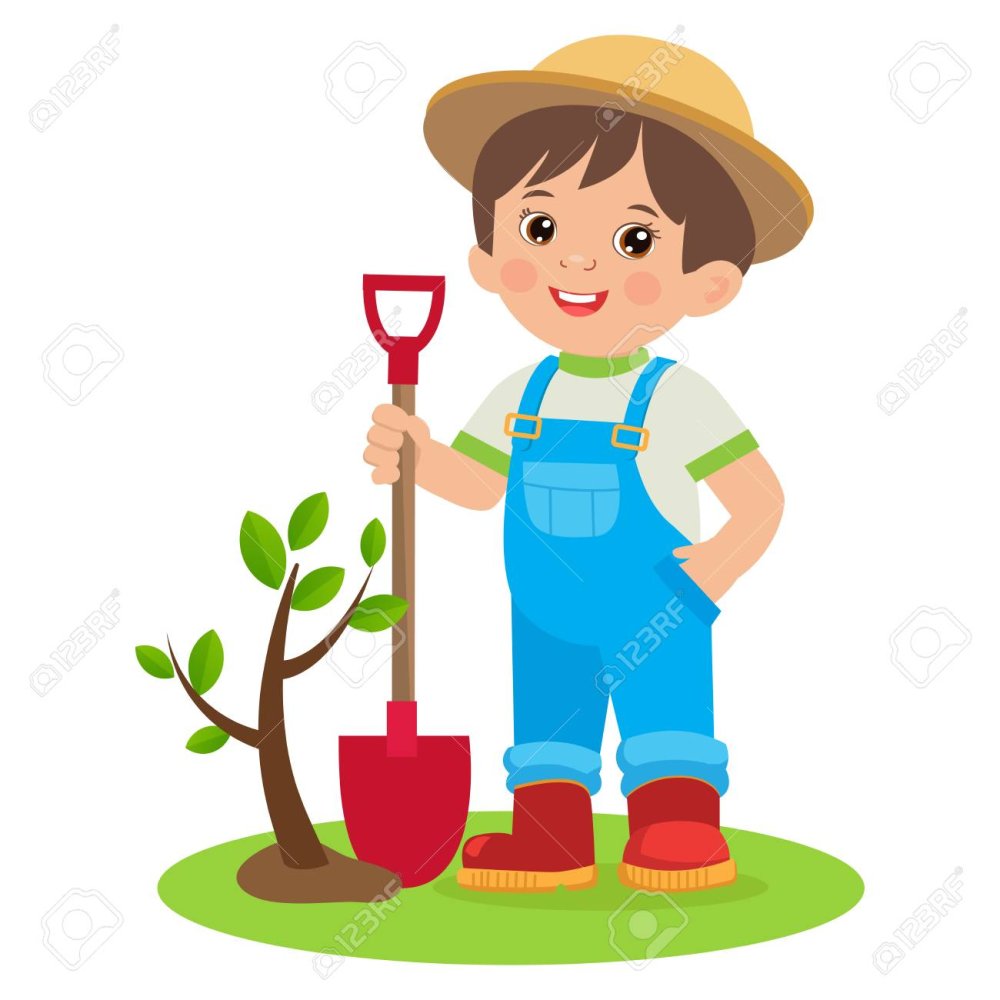 Векторный рисунок человек с лопатой