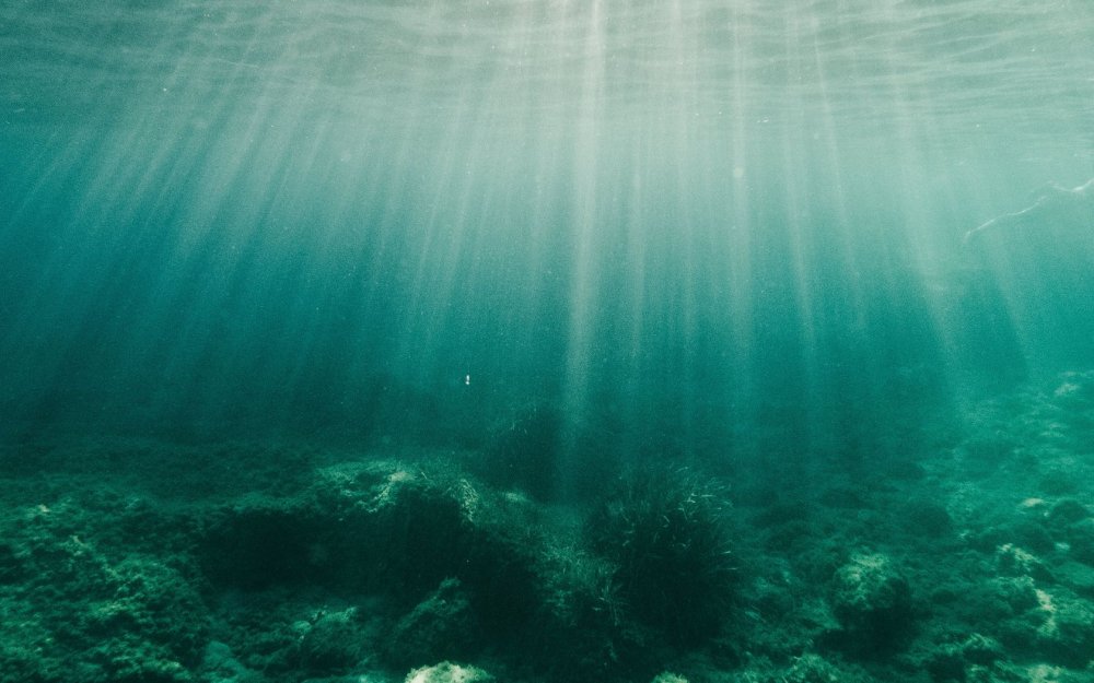 Лучи солнца под водой