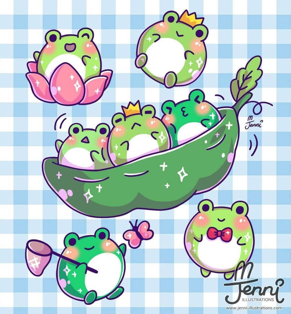 Наклейки с милыми лягушками