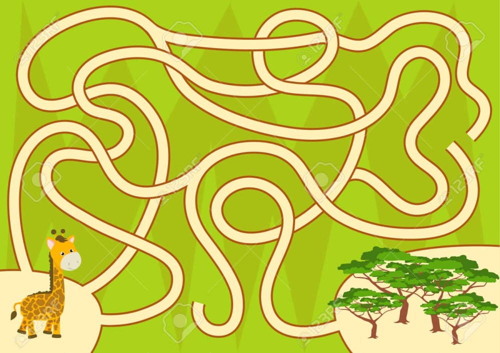 Лабиринты для детей Жирафы