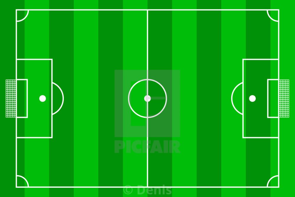 Футбольное поле с игроками вид сверху