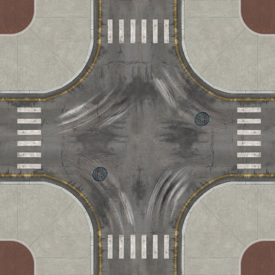 Текстура асфальта с разметкой перекресток