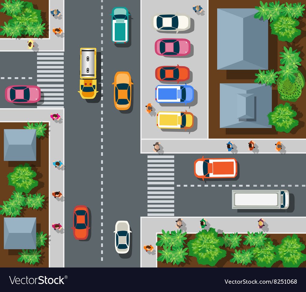 Векторный перекресток вид сверху