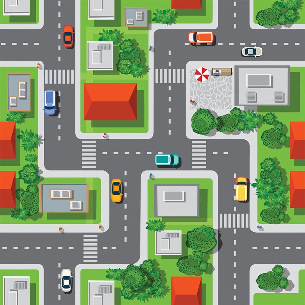 Мультяшный город вид сверху