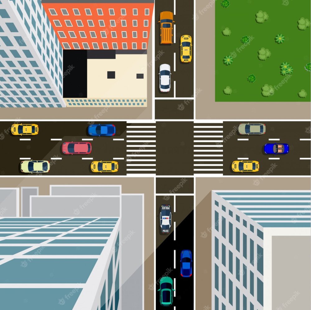 Перекресток вид сверху вектор