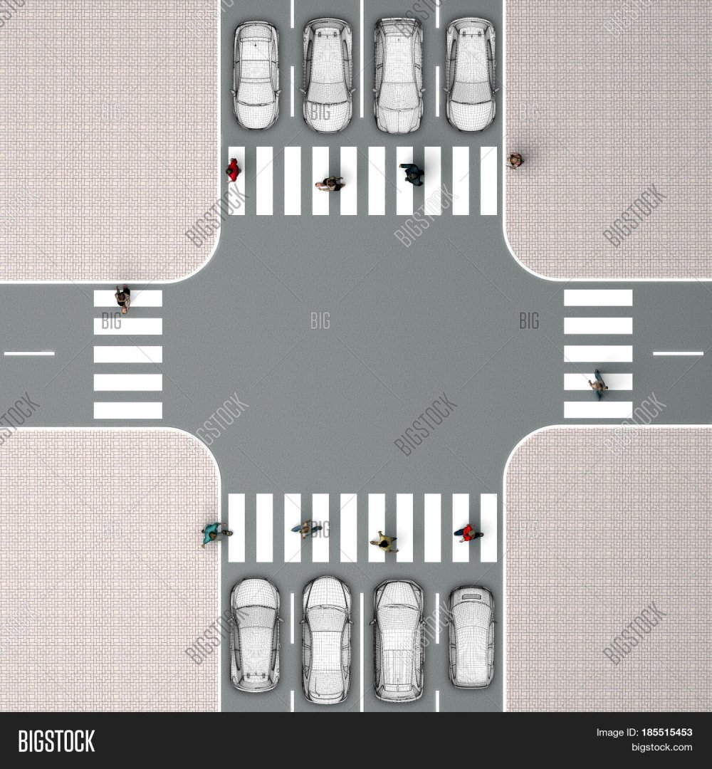 Дорога с пешеходным переходом вид сверху