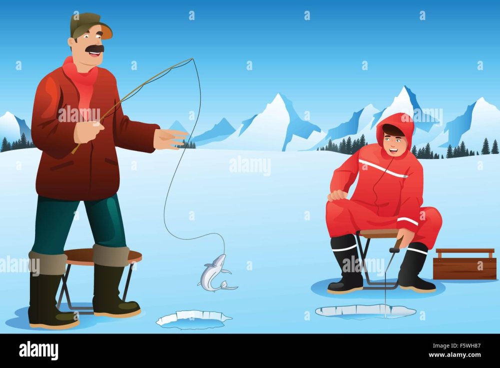 Зимняя рыбалка вектор