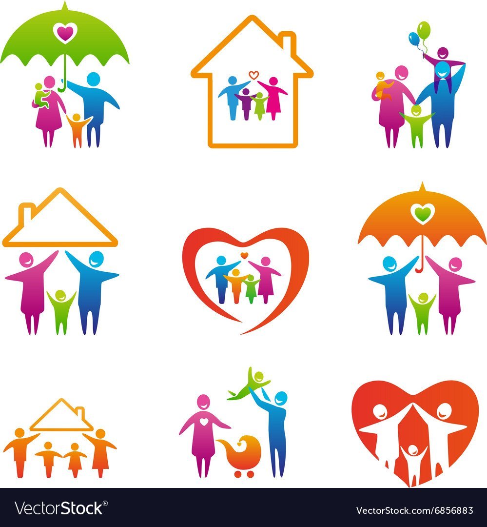 Силуэты семьи с детьми