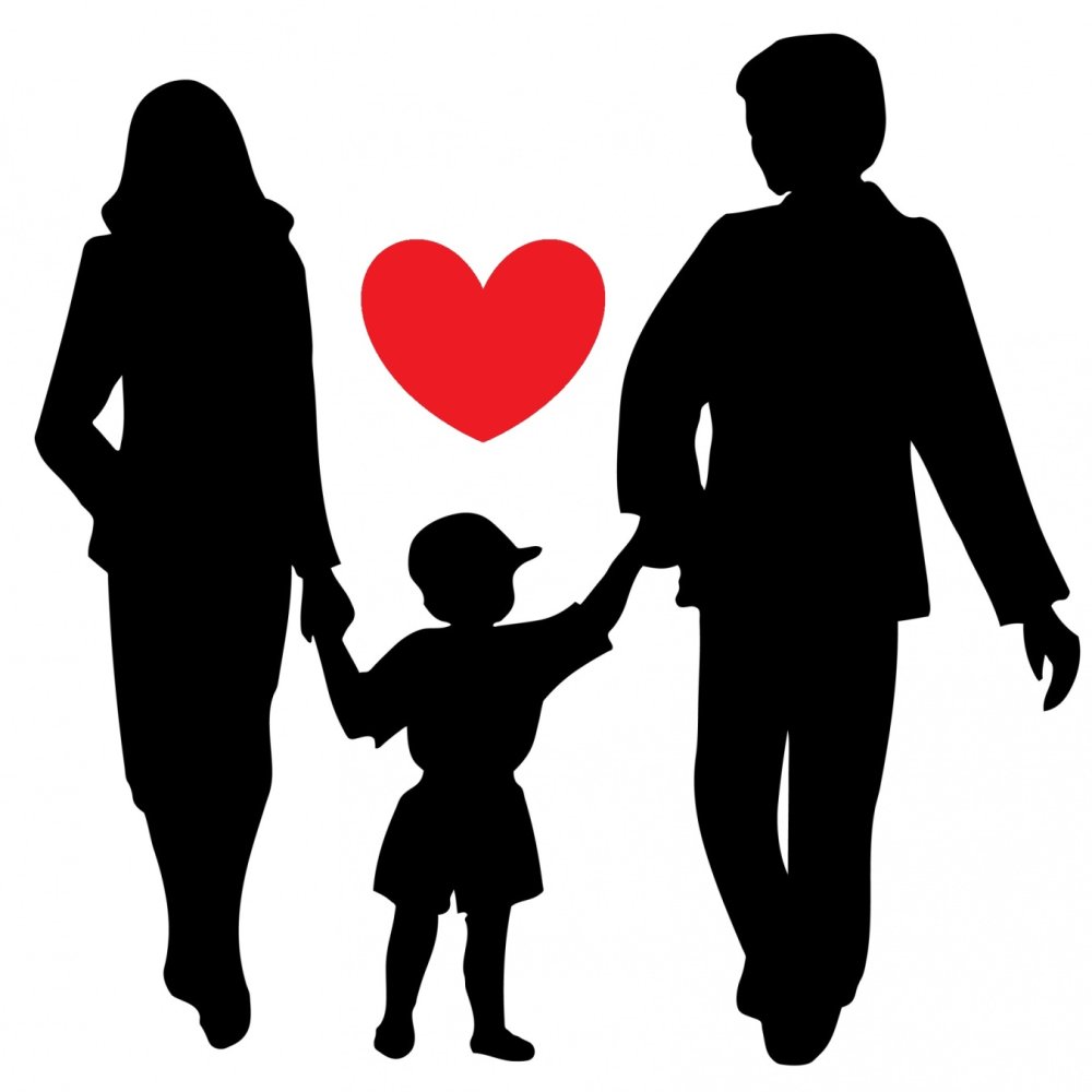 Силуэт семьи с тремя детьми