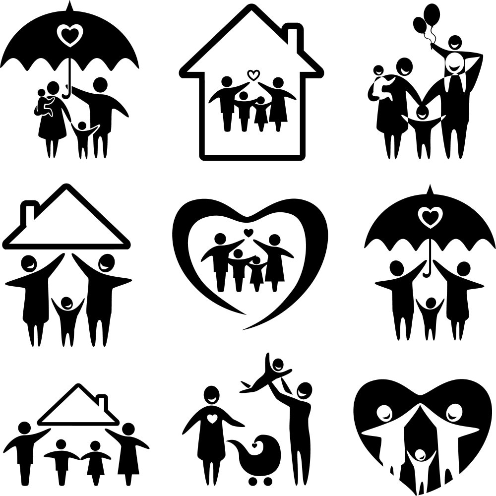 Цветной силуэт счастливой семьи