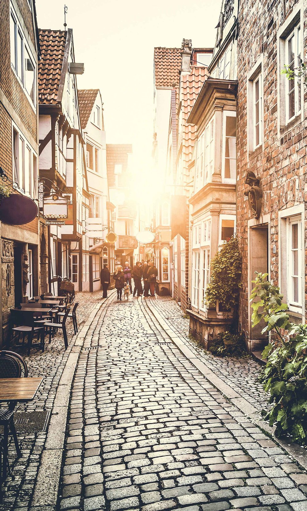 Старинная улочка мощеная во Франции