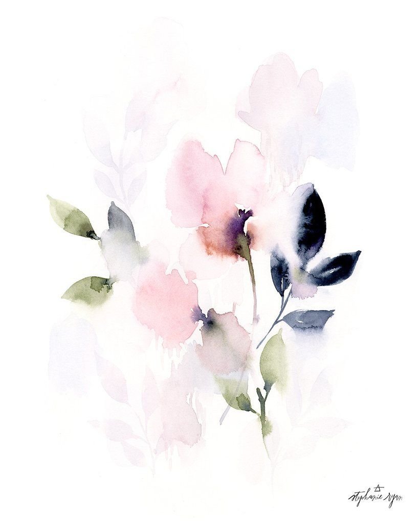 Акварельные размытые цветы