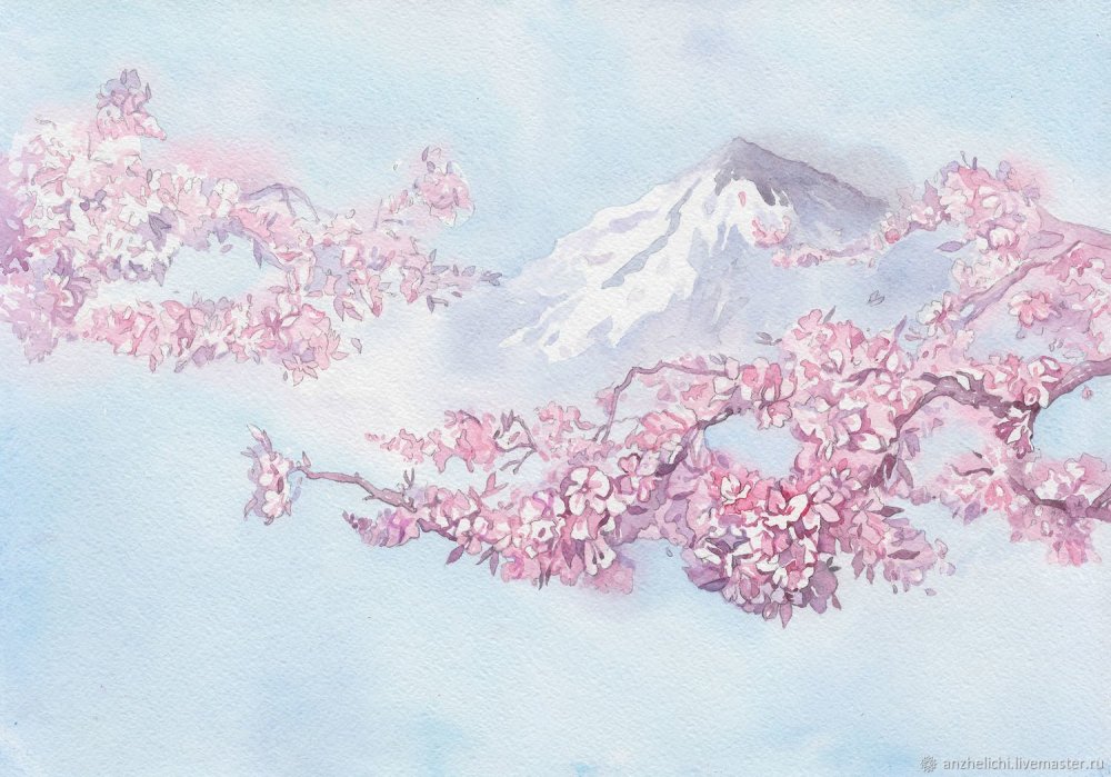 Ветка Сакуры живопись