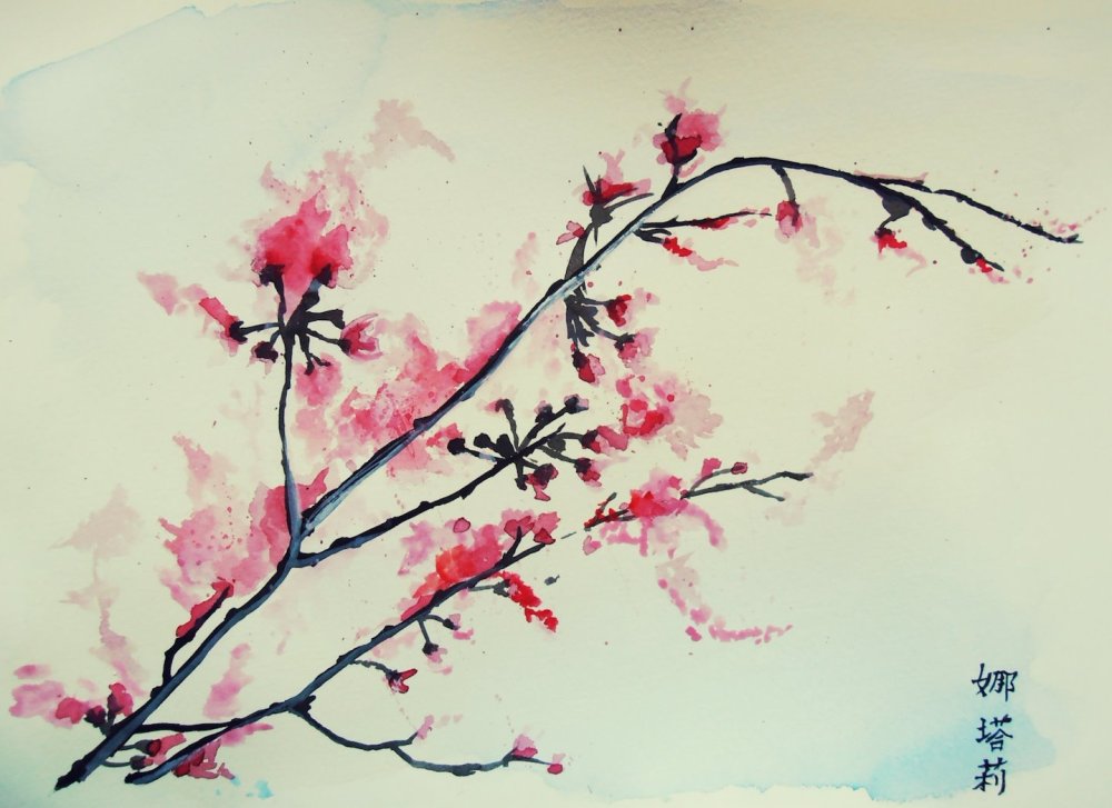 Сакура красками