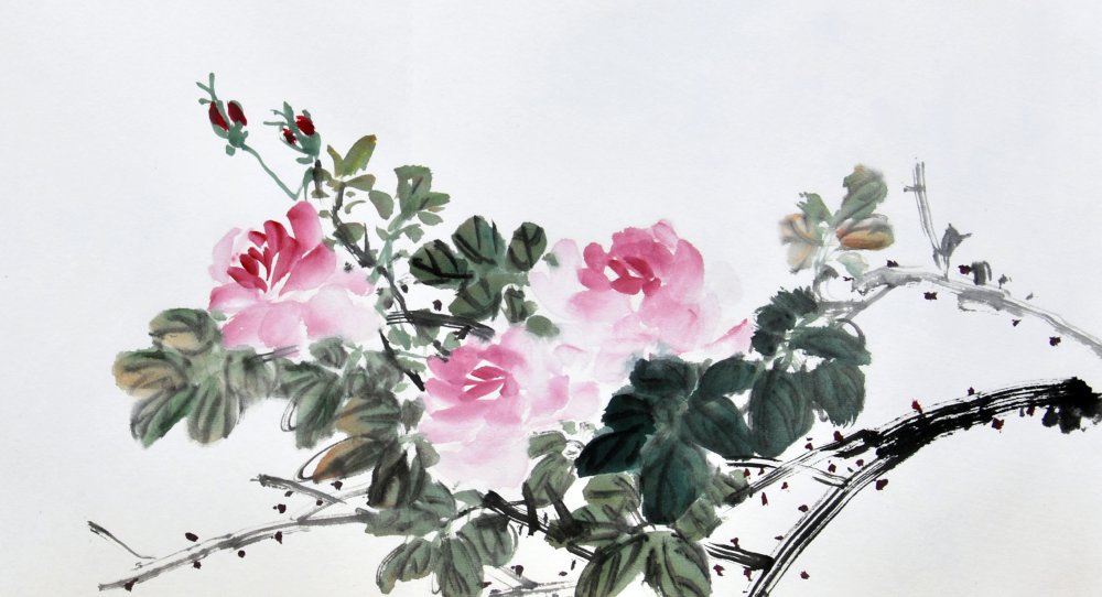 Китайская акварель цветы