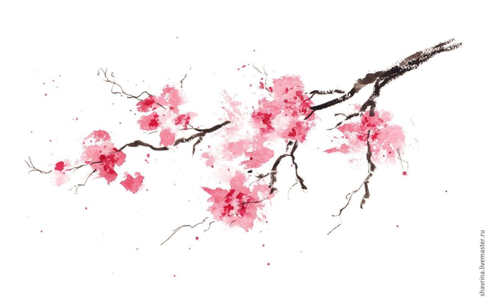 Кляксография ветка Сакуры