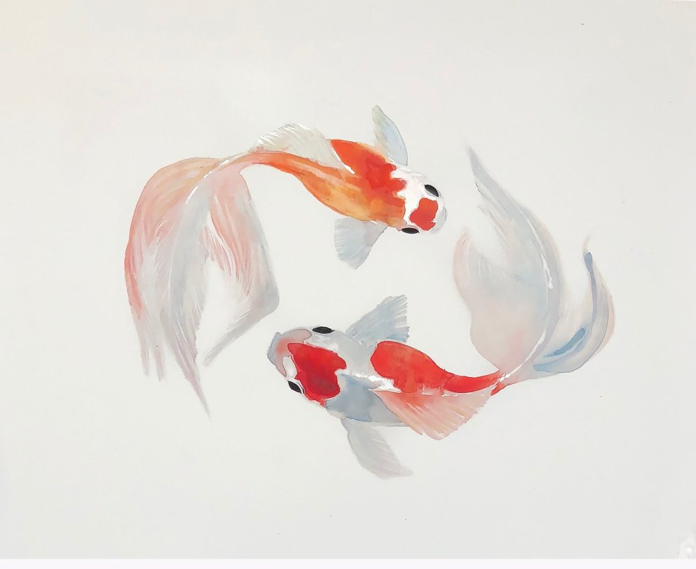 Китайская живопись гохуа рыбы