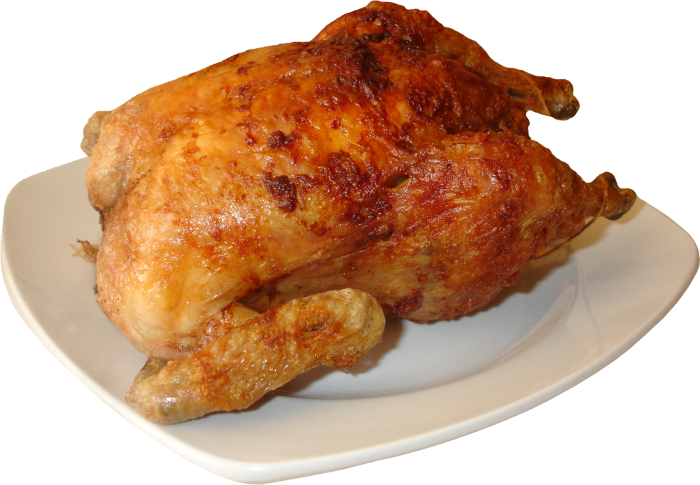 Жареная Курочка на белом фоне