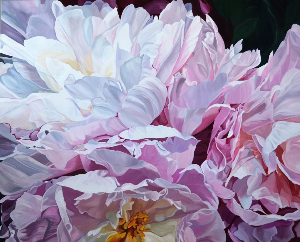 Пионы акрилом на холсте