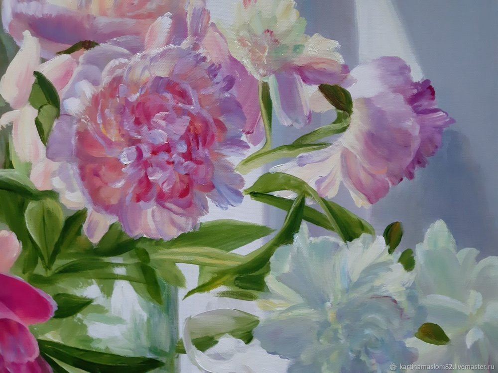 Пионы акрилом на холсте