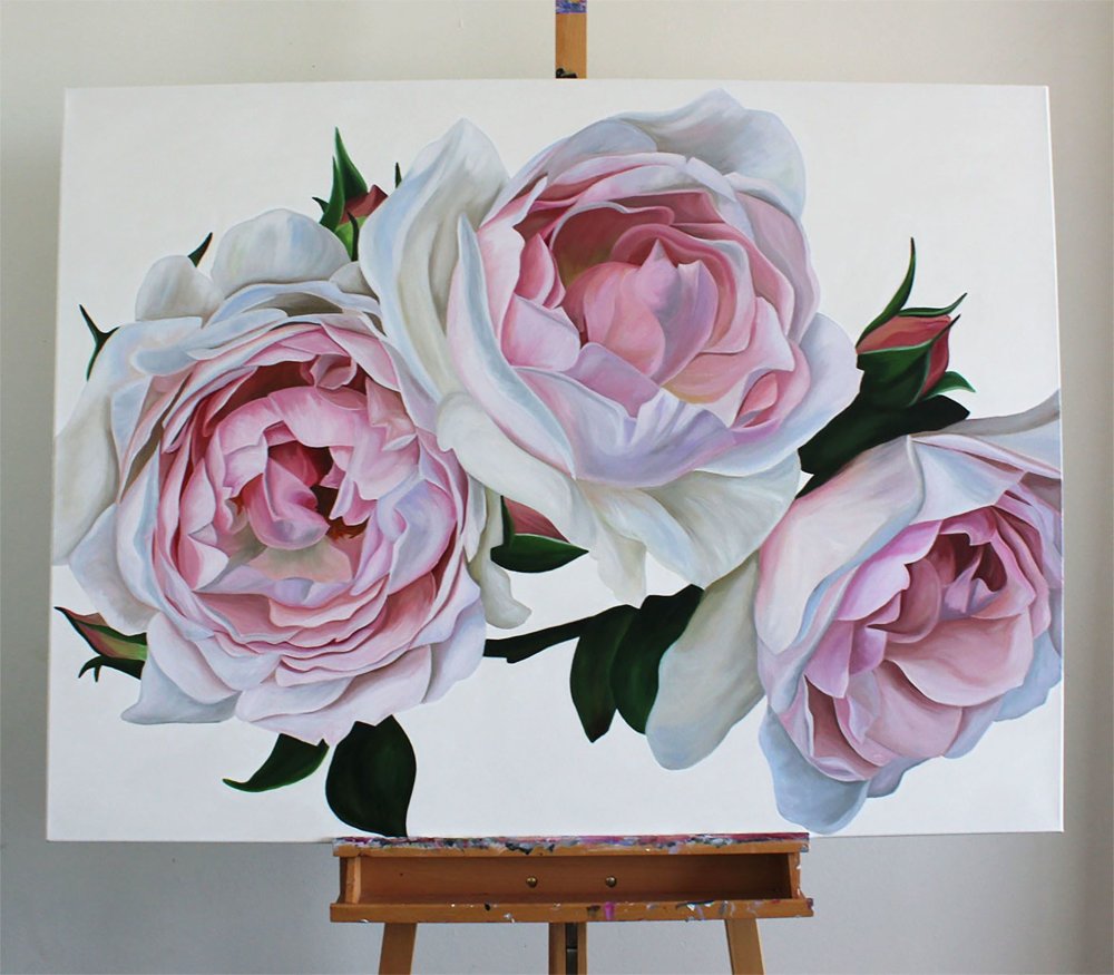 Пионы акрилом на холсте