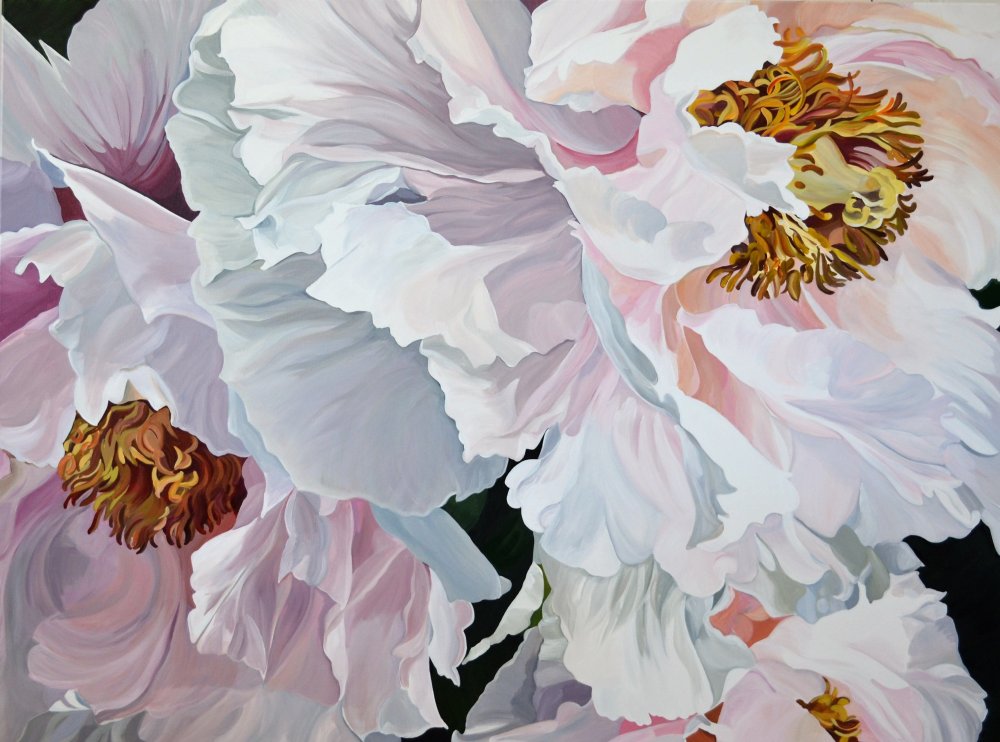 Крупные цветы акварелью