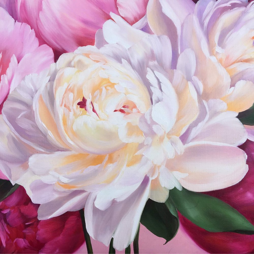 Пионы картина горизонтальная