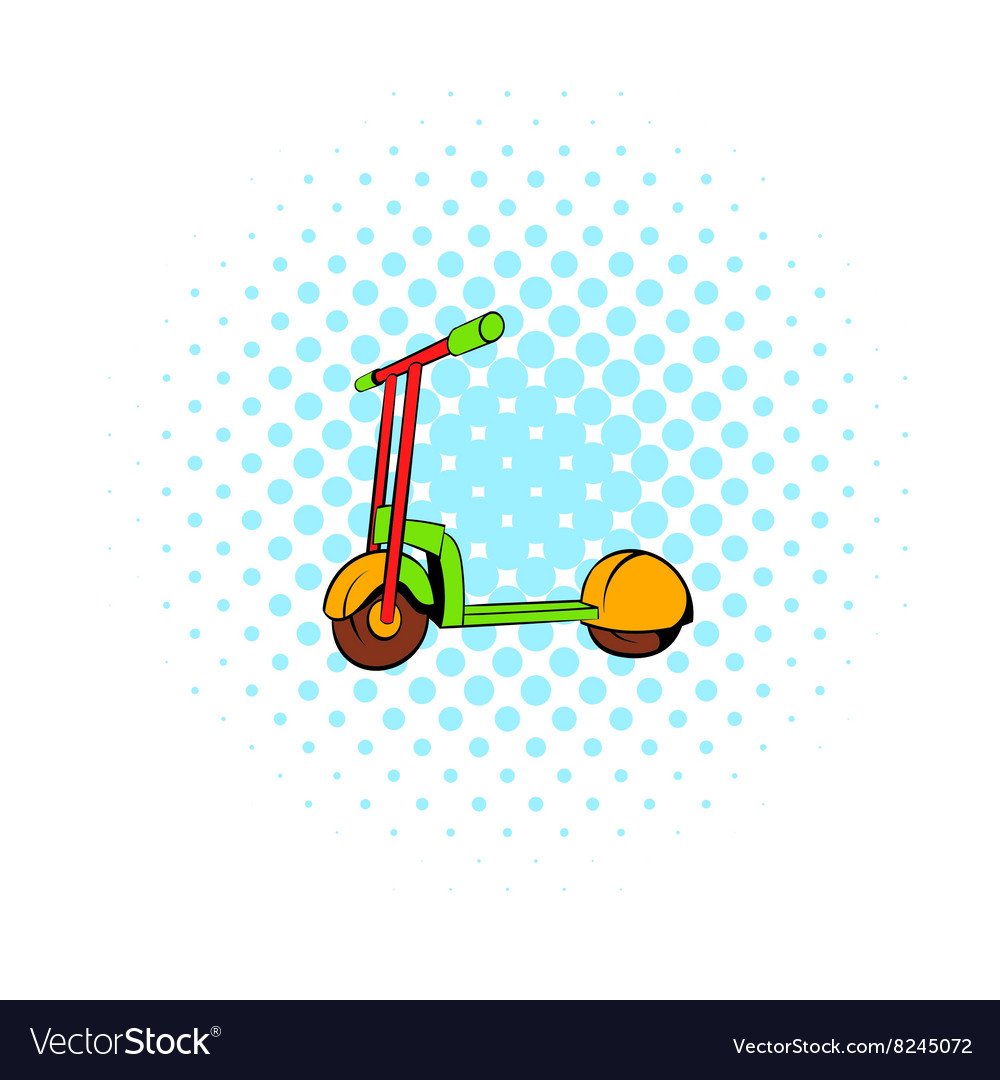 Ребенок на самокате на белом фоне