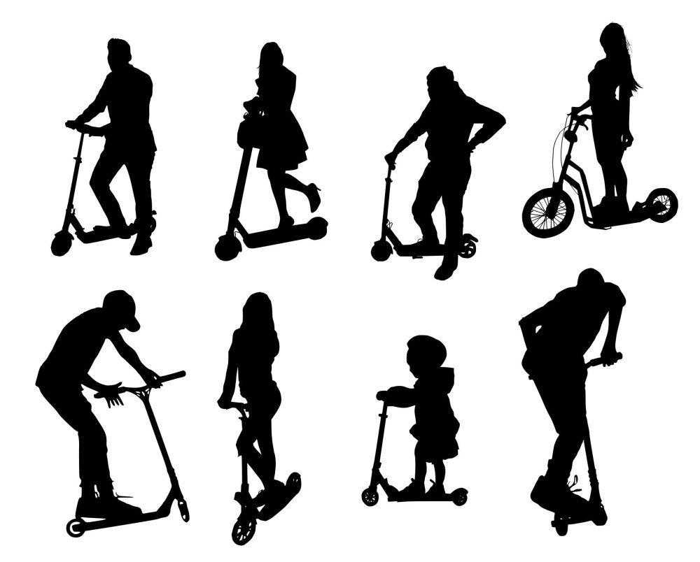 Человек на самокате силуэт