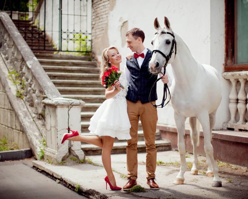 Мужчина на белом коне