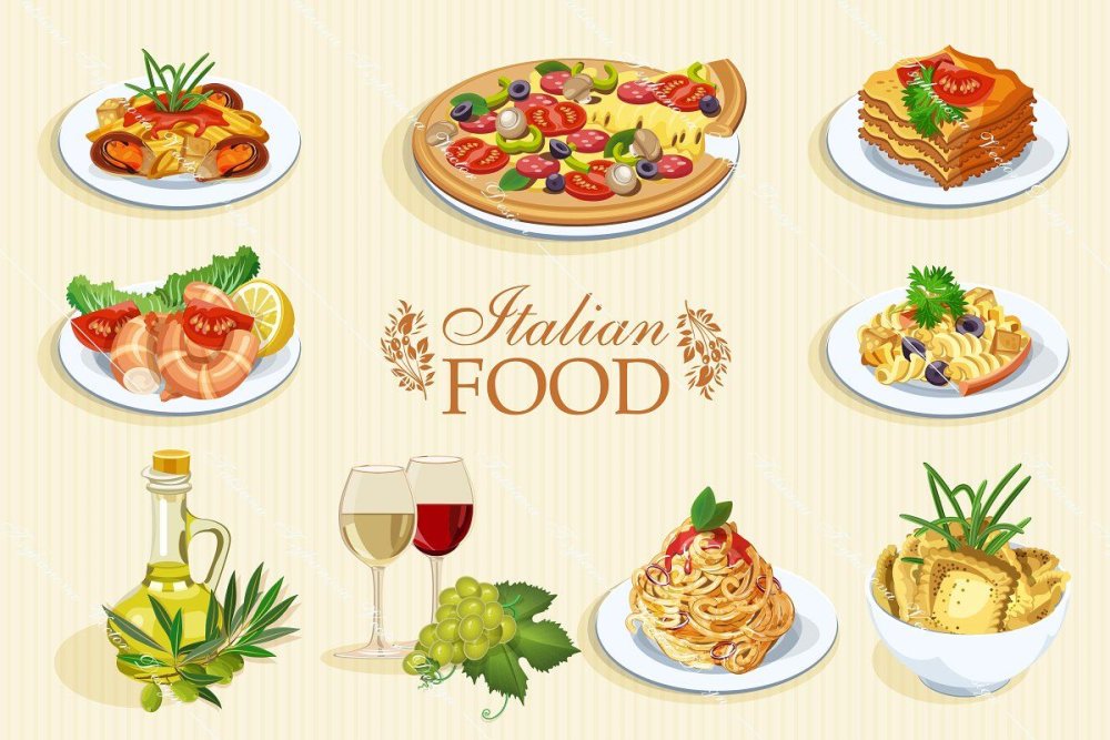 Иллюстрация Italian food