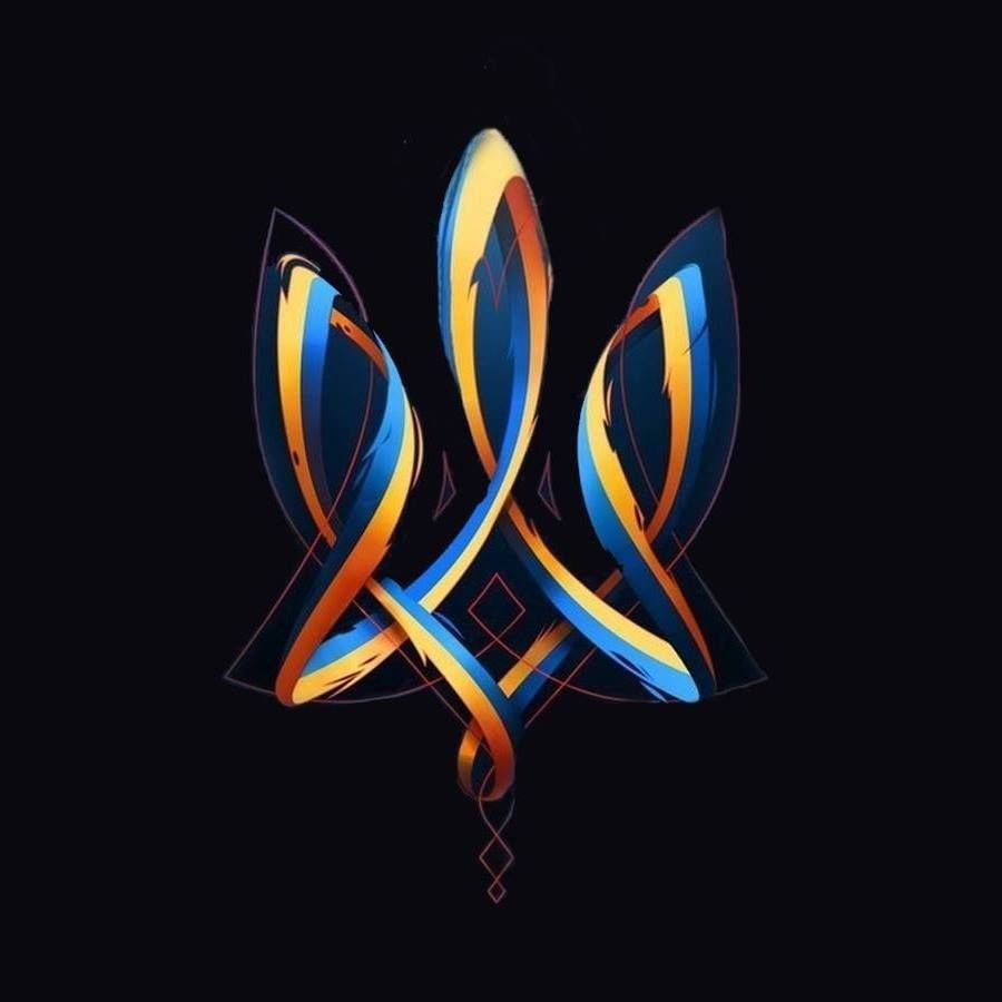 Украинский флаг с трезубцем