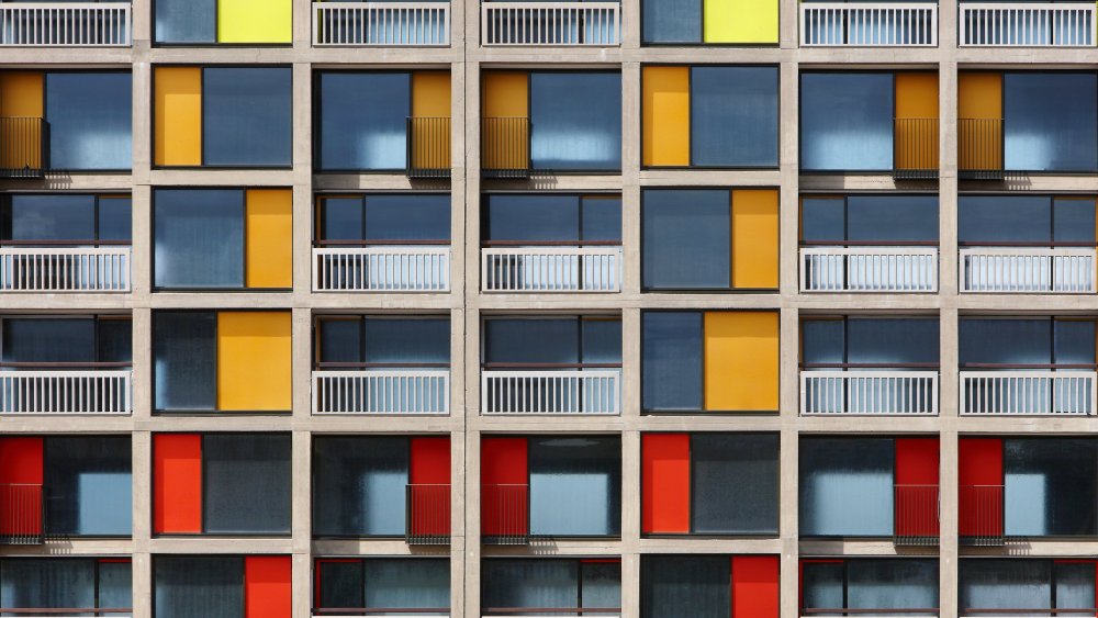 Фасады многоэтажек для макета синие