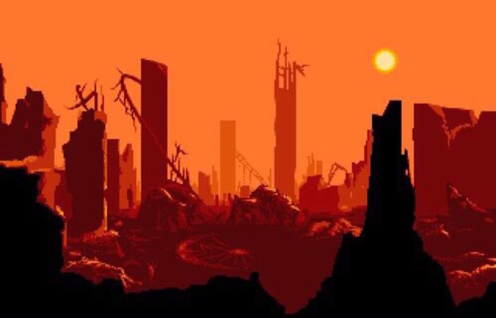 Пиксельный фон постапокалипсис