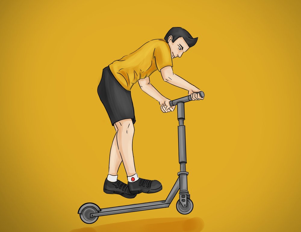 Человек на трюковом самокате