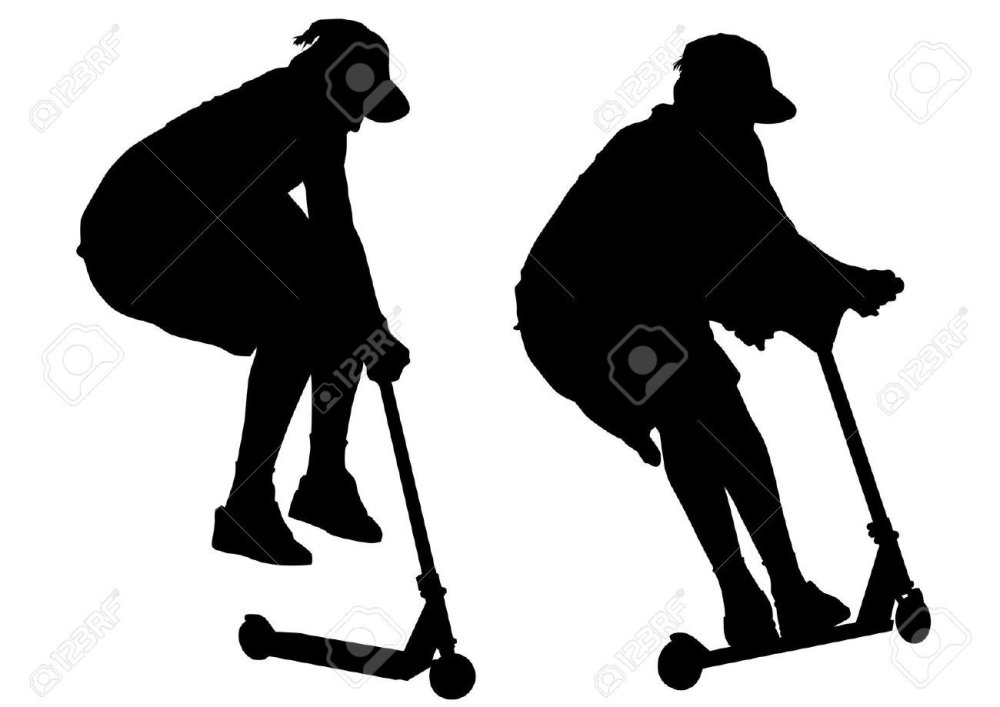 Силуэт с самокатом