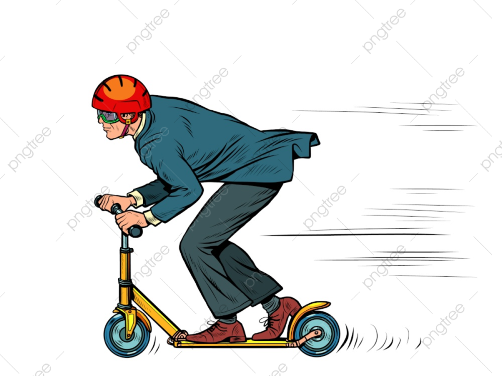 Человек на самокате арт