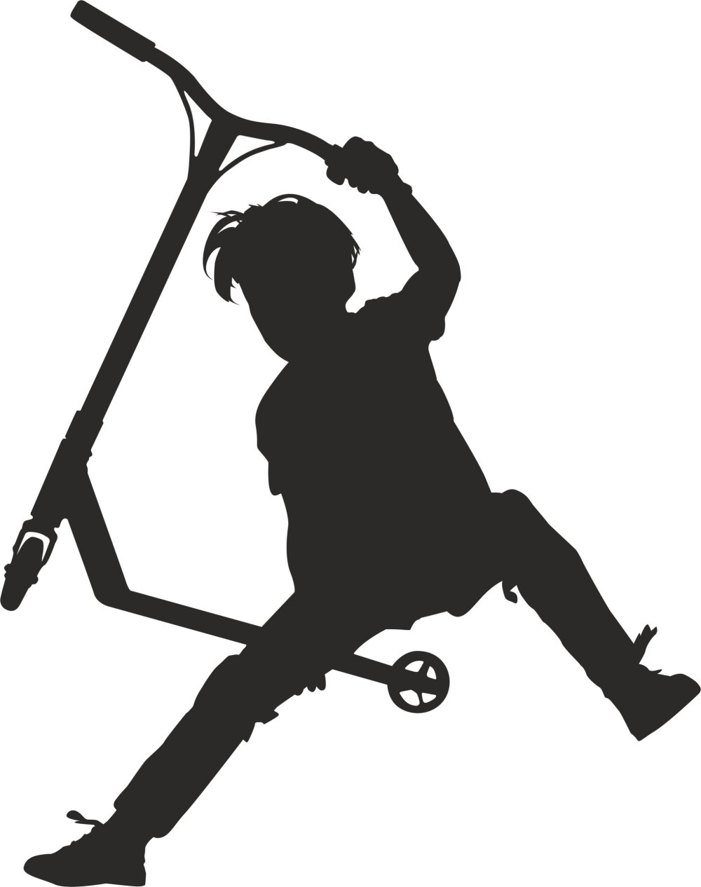 Силуэты людей с самокатом