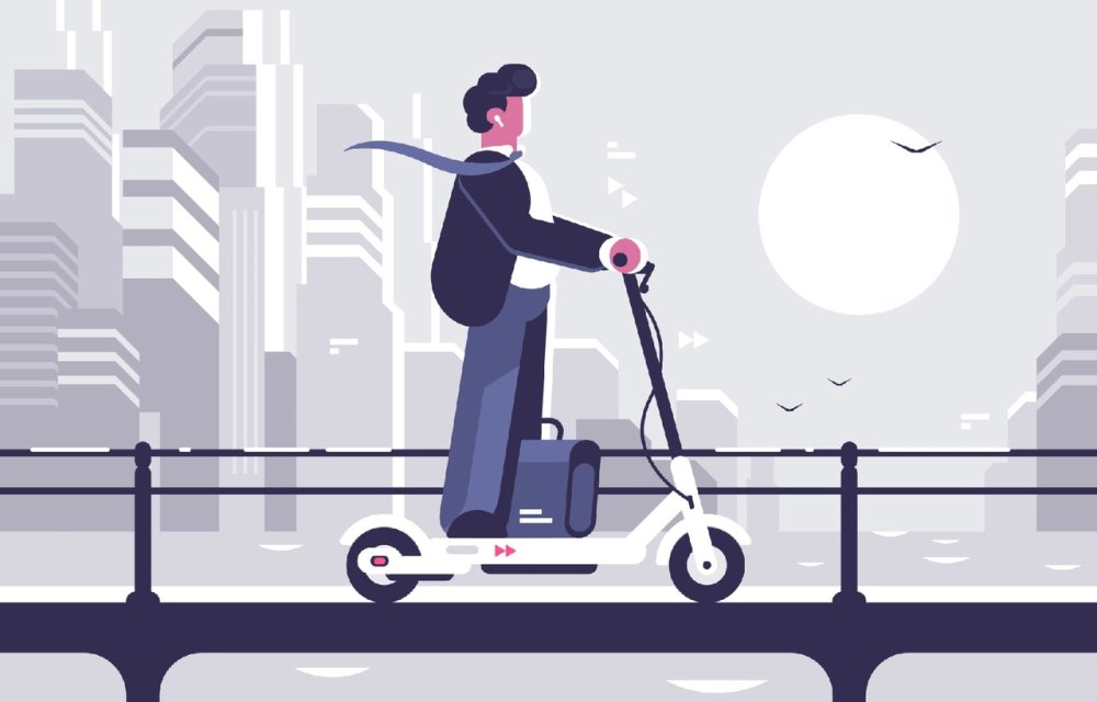 Человек на самокате Графика