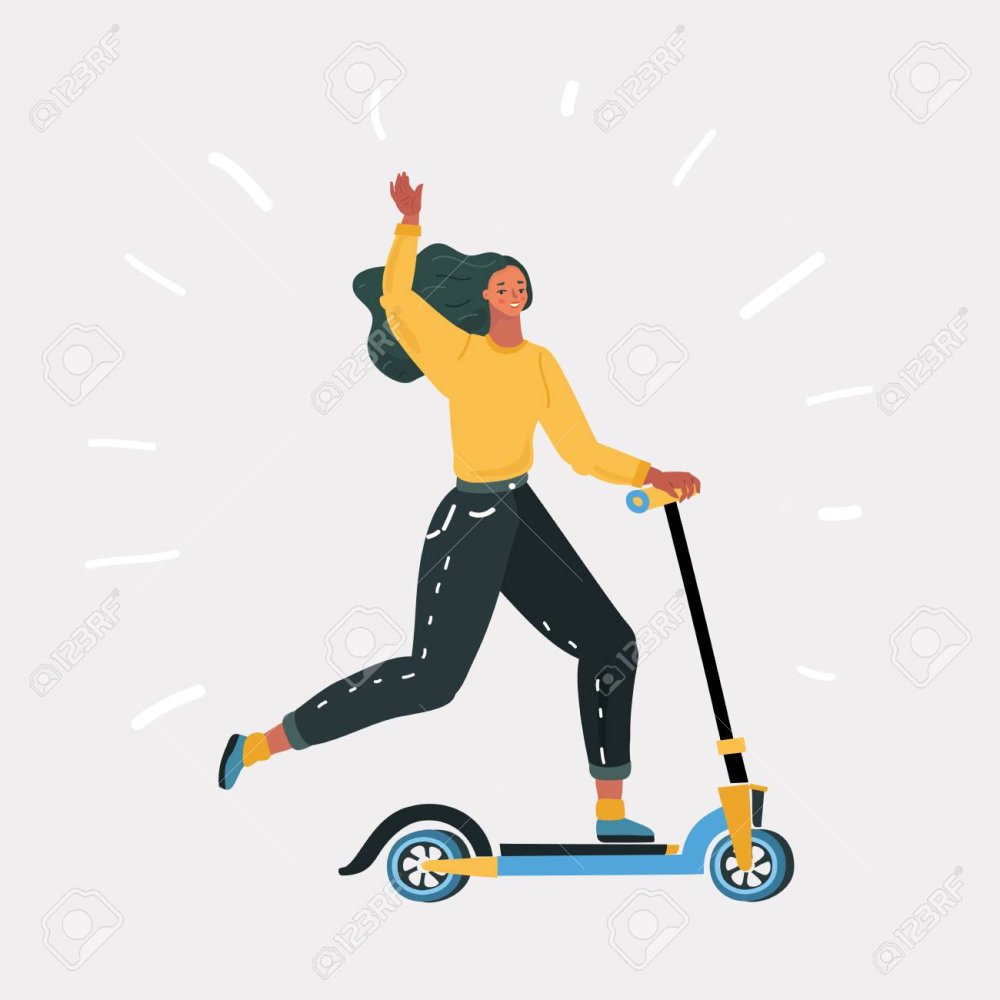 Человек на самокате вектор