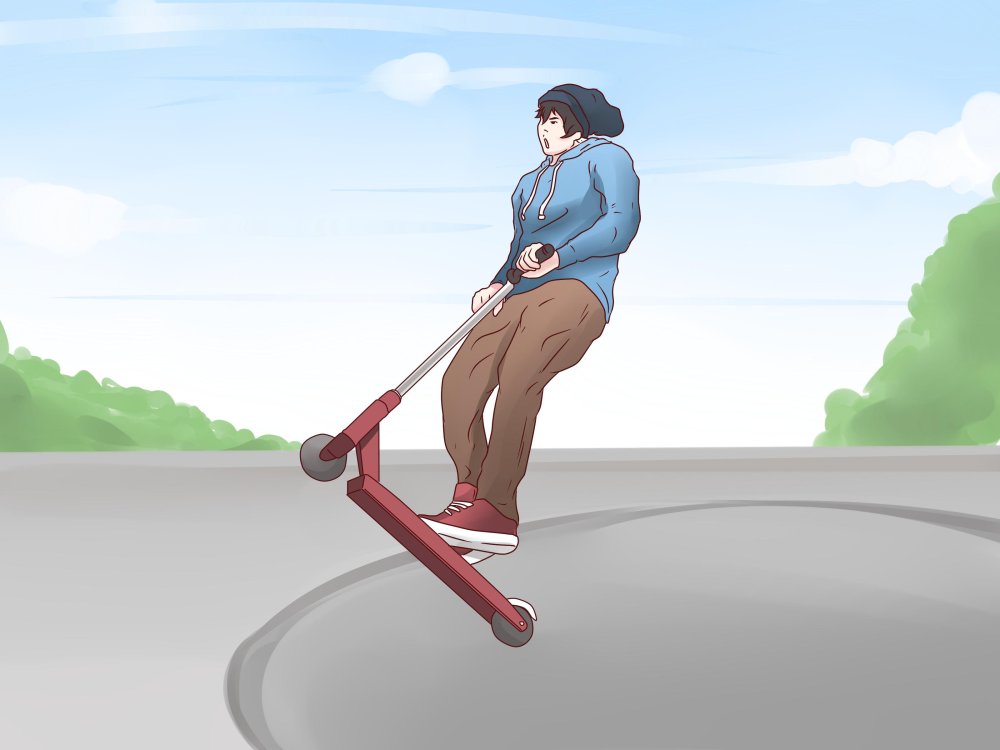 Мальчик на самокате силуэт