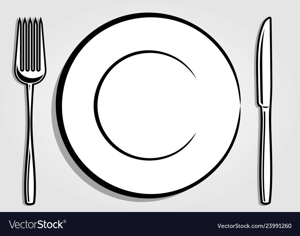 Ложка вилка тарелка контур